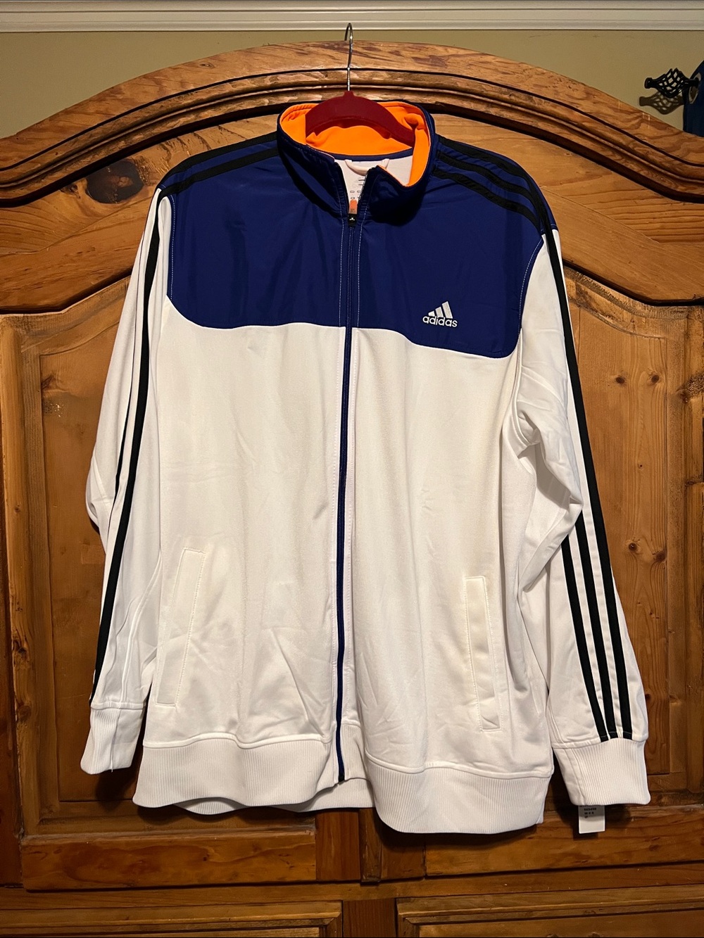 adidas climalite White, Blue & Orange Lightweight Track Jacket